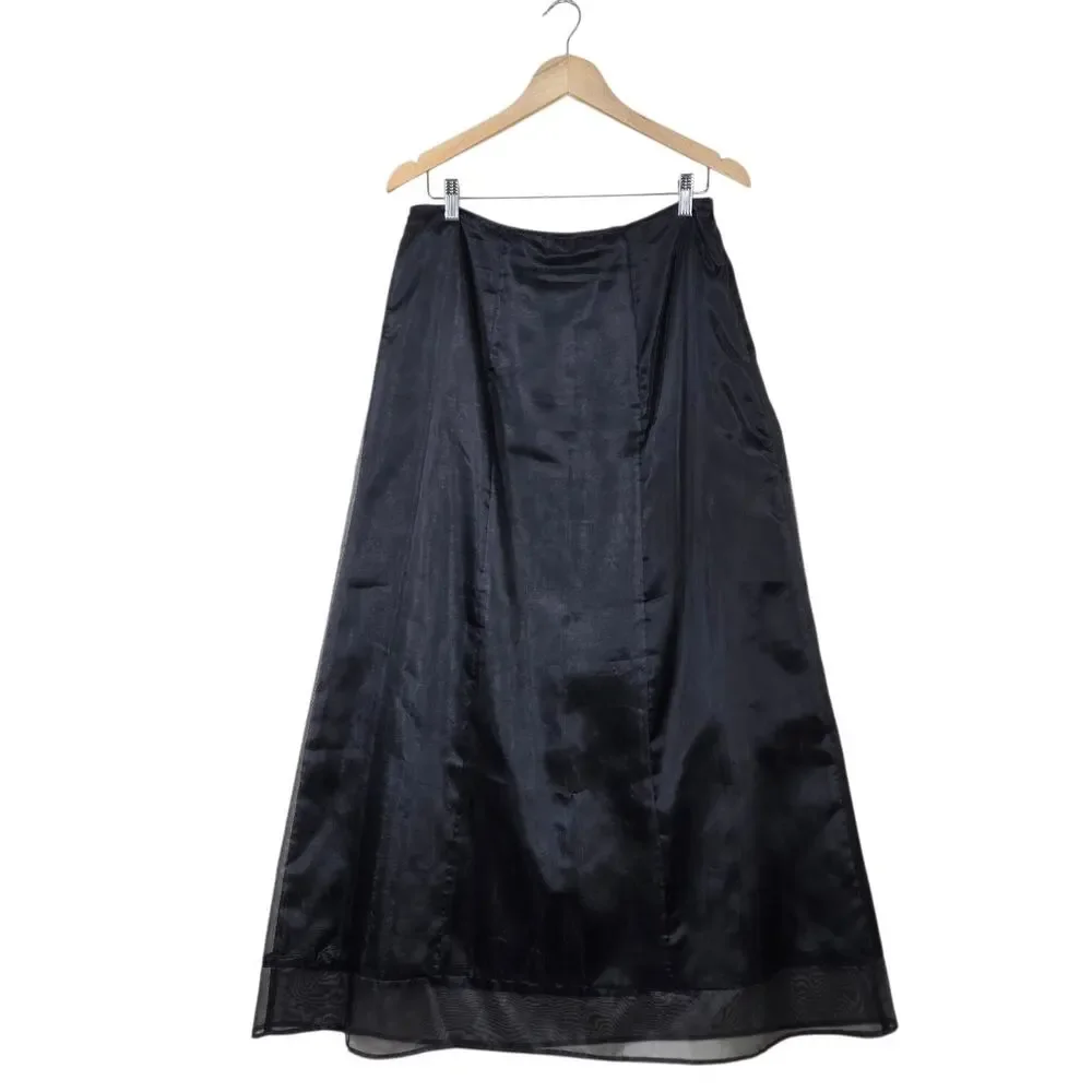 VTG Apostrophe Chiffon Satin Maxi Skirt 12 Black Union Made Label Party Formal